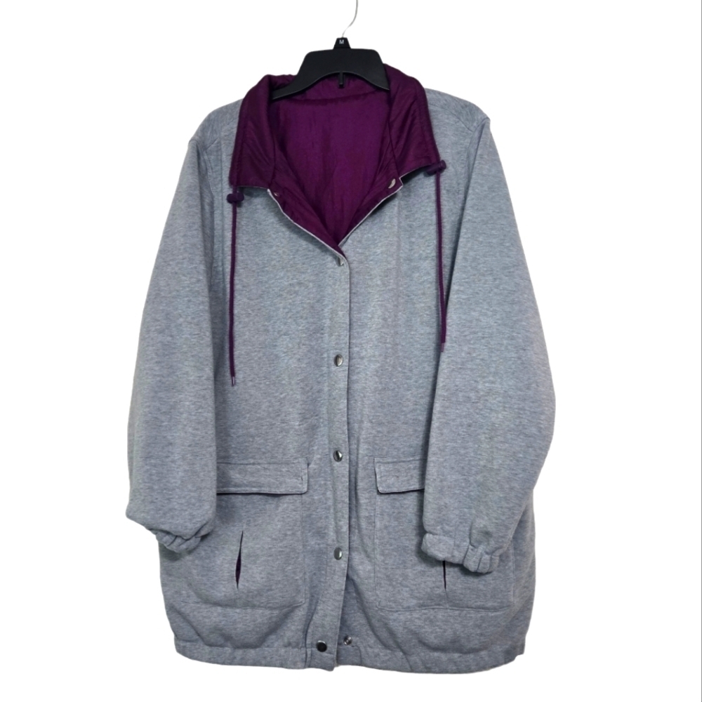 Woman Within Women's Reversible Jacket Plus Size 18/20 Fleece & Nylon Nearly New